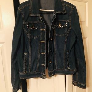 Cato jean jacket with pretty stones EUC